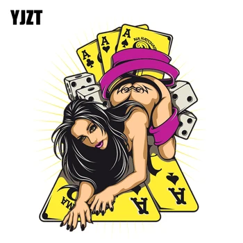 YJZT 11.8 CM*15.6 CM Pokerio Ir Seksualus Moters Žaidimas Decal PVC Motociklo Automobilių Lipdukas 11-00795