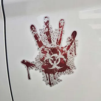 YJZT 12.2 CM*15 CM, Kruvinas Handprint biologinio pavojaus Zombie Automobilių Lipdukas Juokingi Decal PVC 12-0707