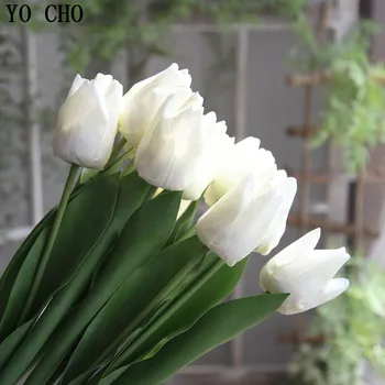 YO CHO Aukštos Kokybės 3D Spausdinimo Tulpių Didelis Modeliavimas Gėlių Nekilnojamojo Touch Vestuvių Gėlių Puokštė Netikrą Gėlių Namų Vestuves Dekoras