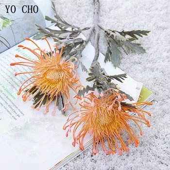 YO CHO Leucospermum Dirbtinių Gėlių Trumpas Filialas, Krabų Letena 2 Šakutės Sodinimo Pincushion Gėlių Namuose Modeliavimas Gėlių