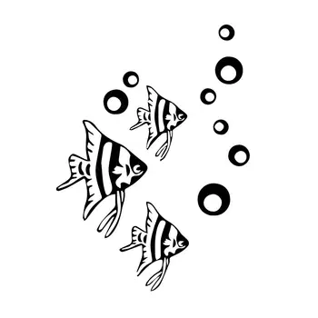 YOJA 29x21.3CM（Viena Grupė）Vonios kambarys Dušo Decal Jūrų Dryžuota Žuvis Apdaila Namo Kambaryje Sienos Lipdukas G2-0436