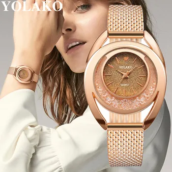 YOLAKO Moterų Laikrodžiai, Apyrankės Naujas Kvarcinis Laikrodis Ponios Laikrodžiai Relogio Feminino Diamond Reloj Mujer Karšto montre femme 533