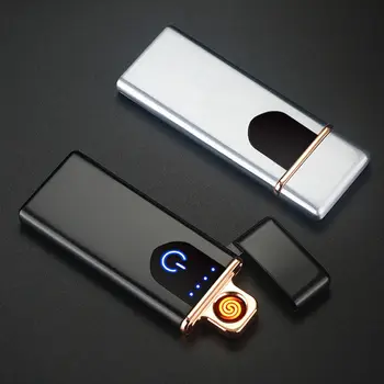 Z USB Įkrovimo Elektra Lengvesni LANKO Touchscreen Volframo Vėjo Flameless Cigarečių Slim Ritė Lengvesni Gaisro