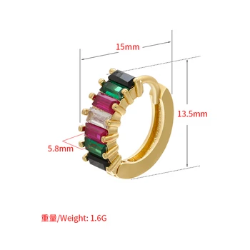 ZHUKOU 2020 NAUJA 1 vnt 13.5x15mm CZ Crystal Rainbow Mažas hoopas Auskarai aukso/sidabro spalvos auskarai, žiedai moterims modelis:VE243