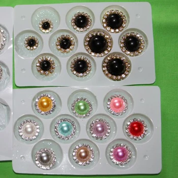 ZMASEY 10vnt/Daug 15mm Perlas Vestuvių Diamond mygtukai Veiksnys, Rozetės Cirkonio mygtukus 