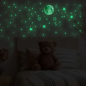 Zollor 127PCS Šviečiančios Žvaigždės, Planetos Sienos Lipdukas, Miegamojo, Vaikų kambario Liuminescencinės lipnios Kūrybos Apdailos Lipdukai