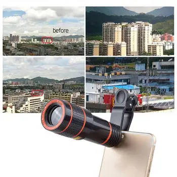Zoom 12X Mobiliojo Telefono Teleskopo vaizdo Kameros Objektyvas HD Teleskopo vaizdo Kameros Objektyvas Su Apkaba, Skirta 