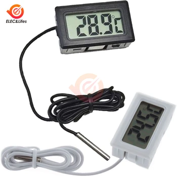 Įterptųjų Elektroninis Skaitmeninis Termometras mini skaitmeninis LCD Temperatūros Matuoklis su 1m Zondas kabelis temperatūros Jutiklis Testeris