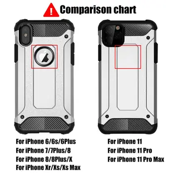 Šarvai atsparus smūgiams Atveju iPhone, 11 Pro Max X XS Max XR 7 8 6 6s Plius Hibridas Šarvai Apima, 