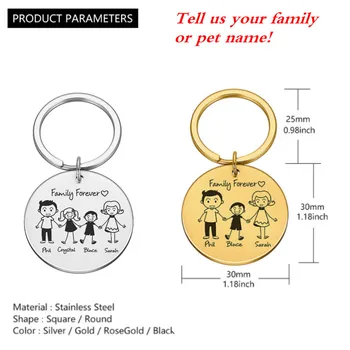 Šeimos Dovanos Meilės Keychain Individualų Pavadinimas paketų prižiūrėtojų raktinę Asmeninį Augintiniai Graviruotas Dovanos, Tėvai, Vaikai Key Chain Bag