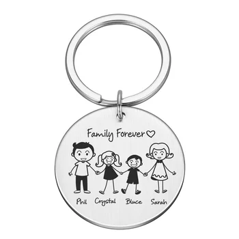 Šeimos Dovanos Meilės Keychain Individualų Pavadinimas paketų prižiūrėtojų raktinę Asmeninį Augintiniai Graviruotas Dovanos, Tėvai, Vaikai Key Chain Bag