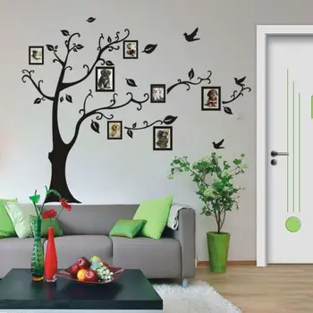 Šeimos foto rėmelis skrendančių Paukščių medis sienų lipdukai menų namų dekoracijos gyvenimo kambario, Miegamasis lipdukai, plakatai, pvc sienų lipdukas