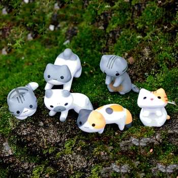 Šeimos Miniatiūriniai Katė Gyvūnų Statulėlės Modelis Dervos Amatų Micro Kraštovaizdžio Namų Dekoro Miniatiūriniai Pasakų Sodo Puošmena Priedai