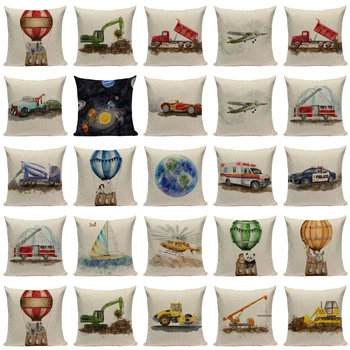 Šiaurės Lino Animacinių filmų Raudonas automobilis dekoratyvinių pagalvėlių apvalkalus 45Cmx45Cm Aikštėje Namų Dekoravimo Spausdinimo Dropshipping mesti pagalvės