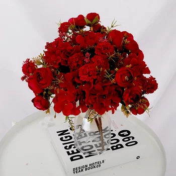 Šilko Rožė Dirbtinių Gėlių Puokštė Vestuvių Stalo Dekoracija Gėlių Dekoracija Namuose Decore Netikrą Gėlių Puokštė Valentino Dieną