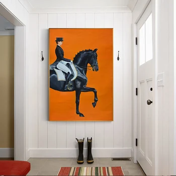 Šiuolaikinės Orange Jodinėjimas Žirgais Nuotraukas Drobė Spausdina Tapybos Sienos Meno Plakatai Kambarį Interjero Biure Namų dekoro
