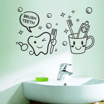 šiuolaikinės puikus sąnaudų kainų Šepetėliu Dantų mielas namų dekoro sienų lipdukai vaikams vonios kambarys vandentiekis skalbimo kambarys vandeniui jam prilygintą išsilavinimą meno