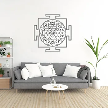 Šri Yantra Mandala Decal Sienos Kambario Dekoro Meno Vinilo Lipdukas Freskos Yantra Logotipas, Simbolis Big Didelio Dydžio Namų Puošybai