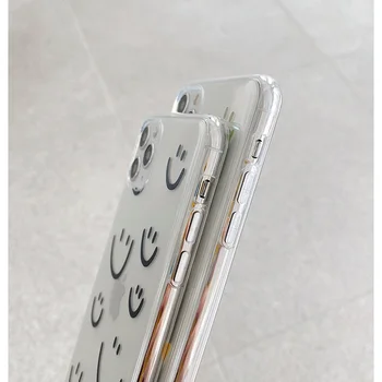 Šypsena Veide Aišku, Silikoninis Telefono dėklas skirtas IPhone 11 Pro X XR XS Max 7 8 Plius Mielas Mielas Skaidrus, Minkštos TPU Galinį Dangtelį Coque