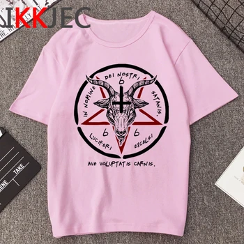 Šėtonas Satanist Marškinėliai Moterims Demonas Mirtis Baisi Blogio T-shirt Satanism Grim Reaper Blogio Psichodelinio Siaubo Marškinėlius 90s Viršų Moteriška