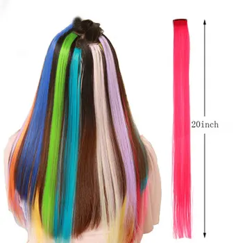 ŽAVINGA Plaukų Įrašą Plėtiniai 18 Colių Ilgio Hairpieces Moterų Sintetinių Netikrų Plaukų Su Clip Rožinės spalvos Vaivorykštė Ombre Plaukų Rainboow
