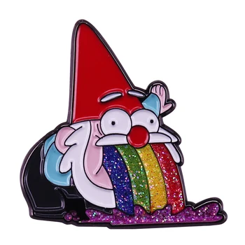 Žavinga vaivorykštė barfing Gnome pin gerbėjai stilingas aksesuaras