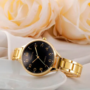 Ženevos Prabangos Prekės ženklo Moterų Laikrodžiai Krištolo, Nerūdijančio Plieno Kvarcinis Analoginis Riešo Laikrodžių Mados Suknelė Vyrų Aukso Žiūrėti Didmeniniams
