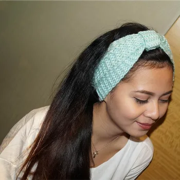 Žiemą Šilčiau Ausies Megzti Lankelis Turbaną Lady Moterų Nėrimo Lankas Platus Ruožas Hairband Headwrap Plaukų Aksesuarai