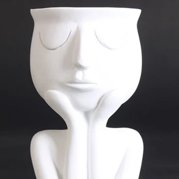 Žmogaus Portretas Skulptūra Vazonas Vaza Sultingi Kaktusas Sodinamoji Humaniod Keramikos Vazonas Vaza Mėsingos Gėlių 3 Spalvų