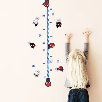 Žmogus-voras aukštis priemonė augimo diagrama vaikų, kūdikių, vaikų darželio miegamojo sienų lipdukai dekoratyviniai namų dekoro decal žmogus-voras freskos